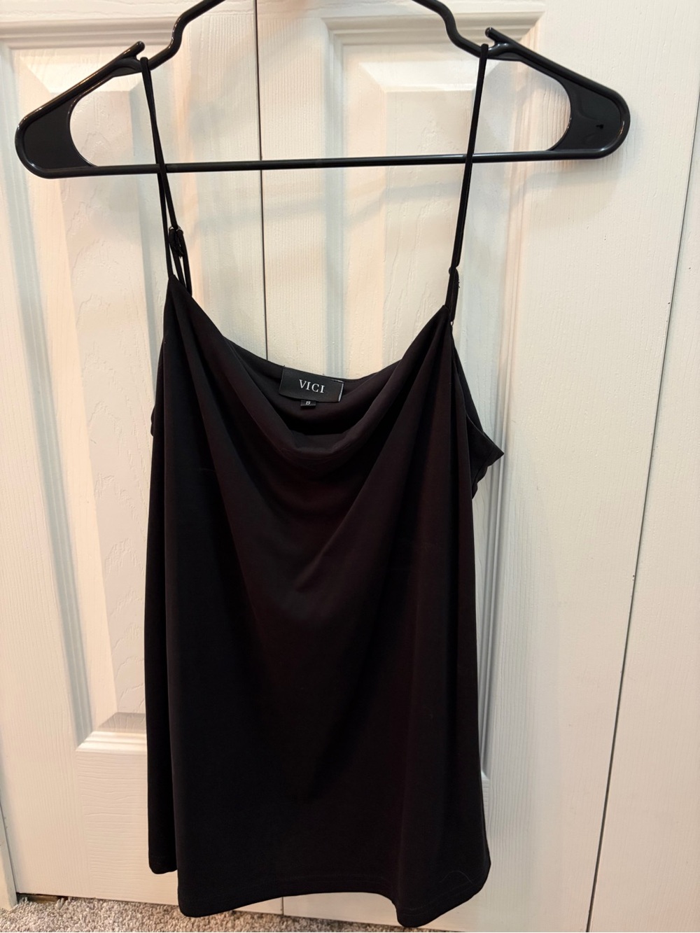 VICI Black Draped Cowl Neck Tank Top